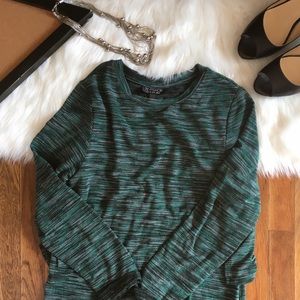 Topshop Sweater Dress Green and Black Stripe Print